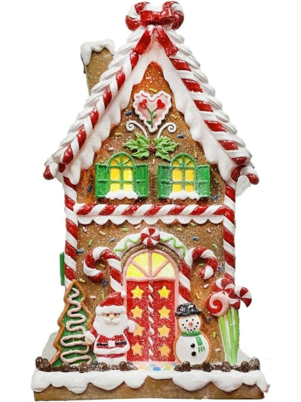 Hand-Painted Lighted Gingerbread House with LED Lights - Festive Holiday Décor